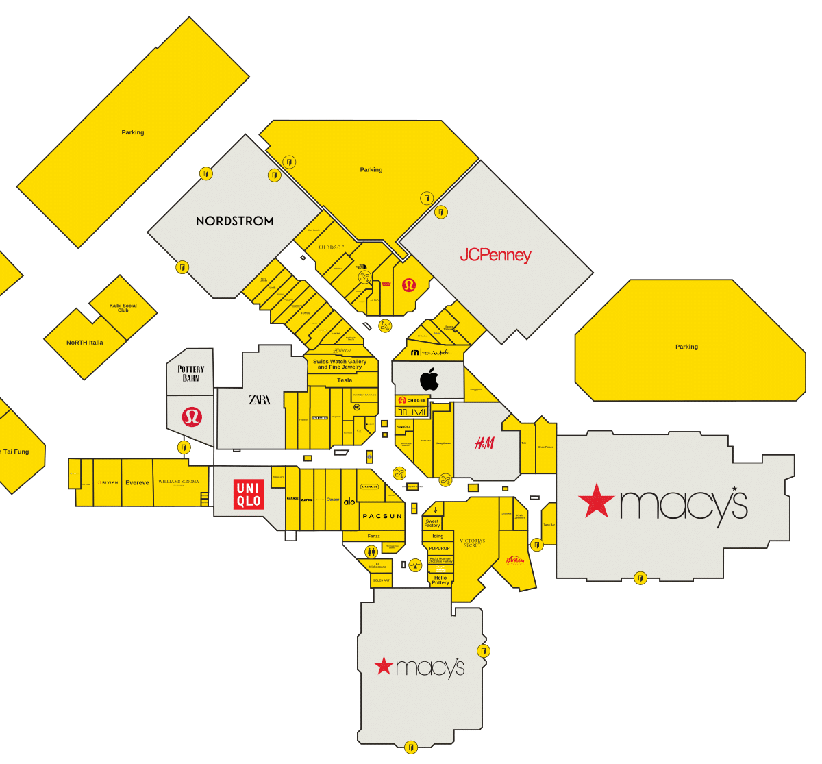 Brea Mall Directory Map