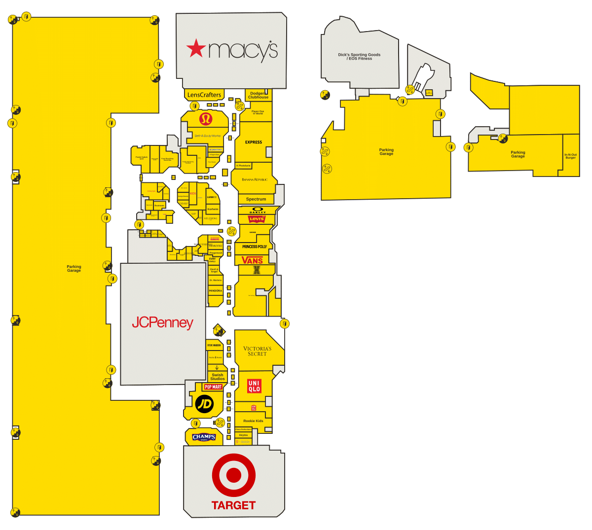 Glendale Galleria Directory Map