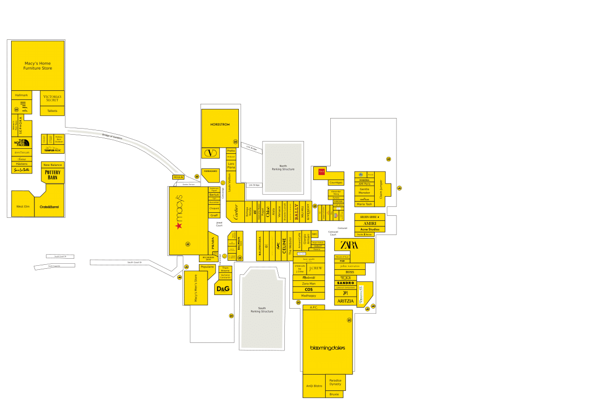 South Coast Plaza Directory Map
