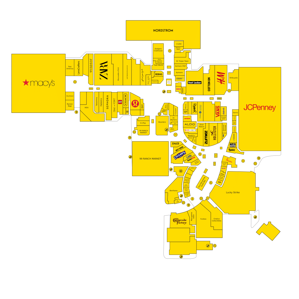 The Shops at Santa Anita Directory Map