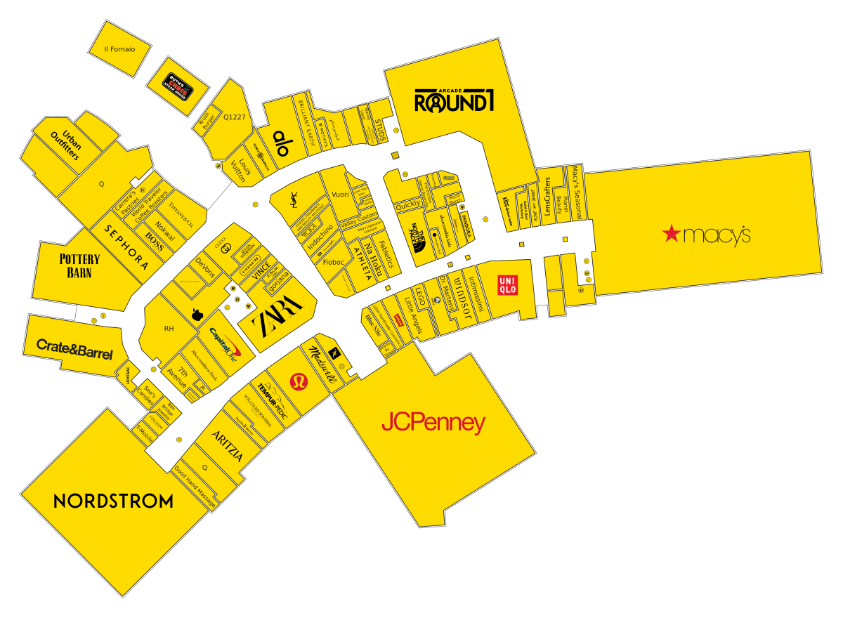 Westfield Galleria at Roseville Directory Map